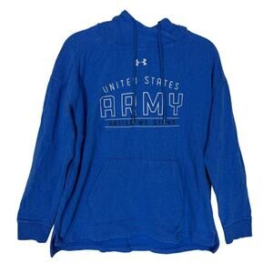 US‎ ARMY Under Armour Coldgear Mens Hoodie M Blue Graphic Fleece Lined